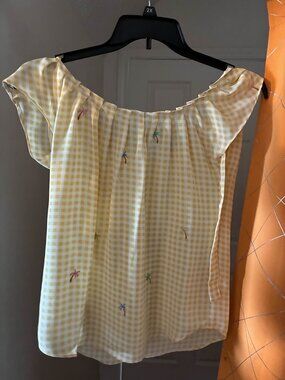 Yellow Plaid Ruffle Top